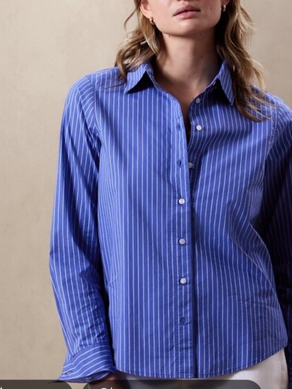 Express Royal Blue Pinstripe Button-Front Shirt